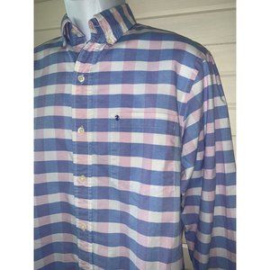 IZOD Saltwater Sz SMALL Relaxed Classics Newport Oxford Plaid Button Down Shirt